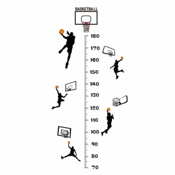 Sej basket målebånds wallsticker. Fem basket scoringer - i højden fra 70-180cm.