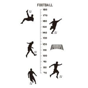 Sej fodbold målebånds wallsticker. Højdemåler der måler højden fra 70-180cm.